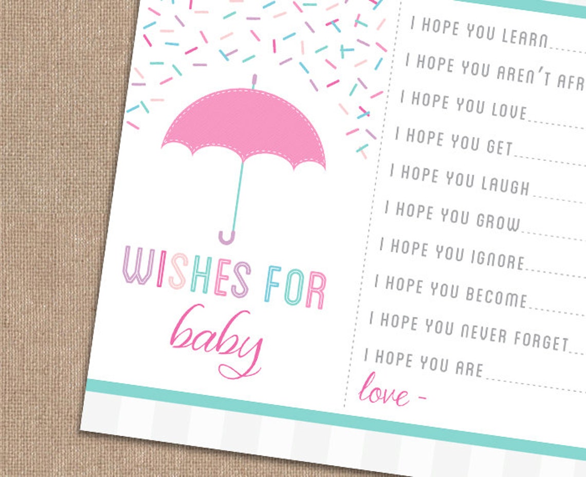 Wishes for Baby Card Pink BABY SPRINKLE Instant Download Etsy
