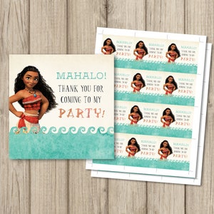 MOANA THANK YOU Favor Tags, Moana Favor Tags, Moana Birthday Favor Tag ...