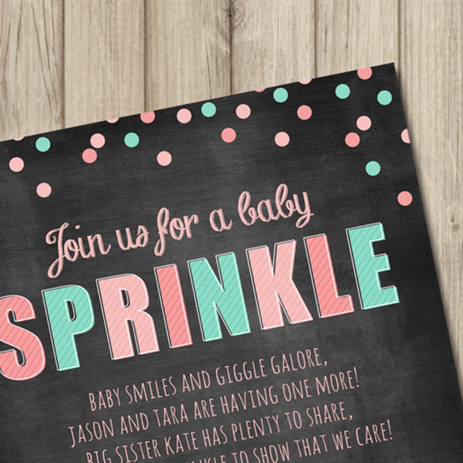BABY SPRINKLE Invitation Chalkboard Baby Sprinkle Baby Etsy