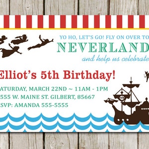 PETER PAN Birthday Invitation Neverland Party Printable Digital Invitation image 1