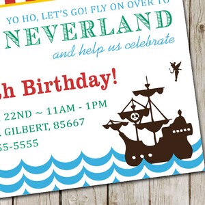 PETER PAN Birthday Invitation Neverland Party Printable Digital Invitation image 3