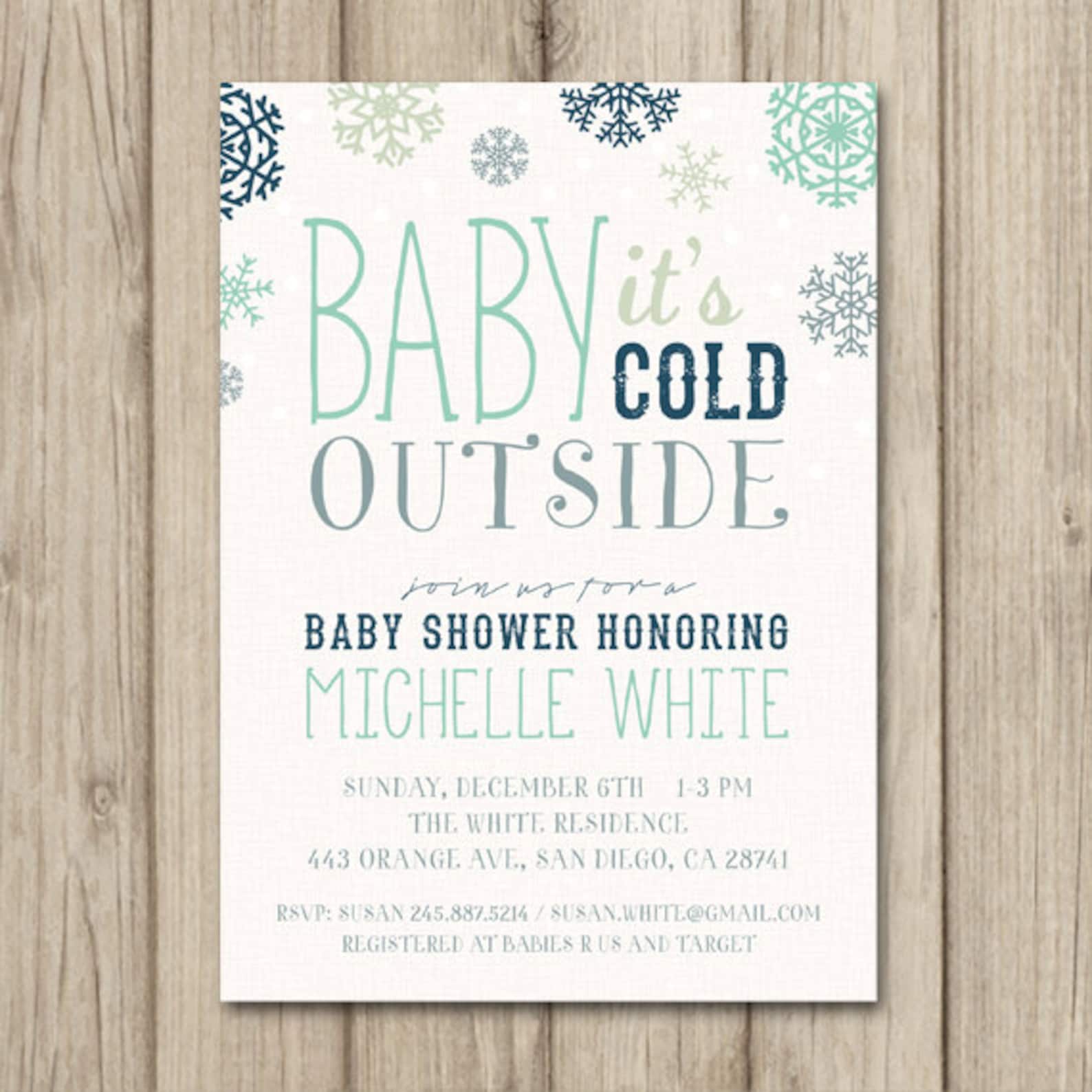 WINTER BABY SHOWER Invitation Baby It's Cold Outside Etsy