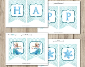 FROZEN BIRTHDAY BANNER - Frozen Happy Birthday Banner