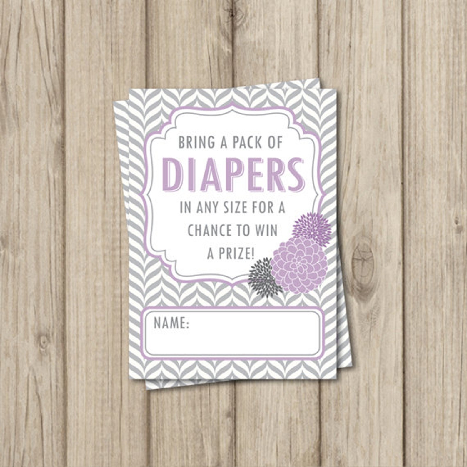 DIAPER RAFFLE TICKET ~ Purple Diaper Raffle Ticket ~ Purple Baby Shower ...