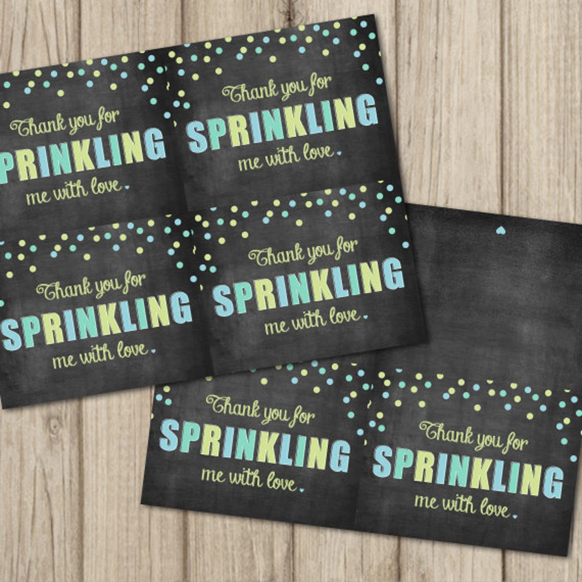 BABY SPRINKLE Thank You Card Flat & Folded A2 Sized Etsy