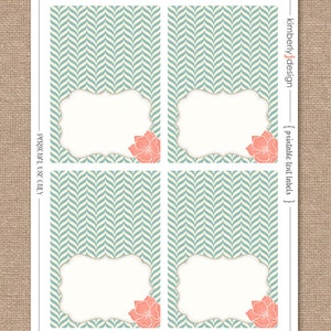 Tent Labels Printable - Baby Shower - Aqua & Coral