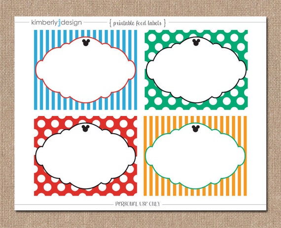 PRINTABLE FOOD LABELS Mickey Mouse Clubhouse Birthday Kit - Etsy