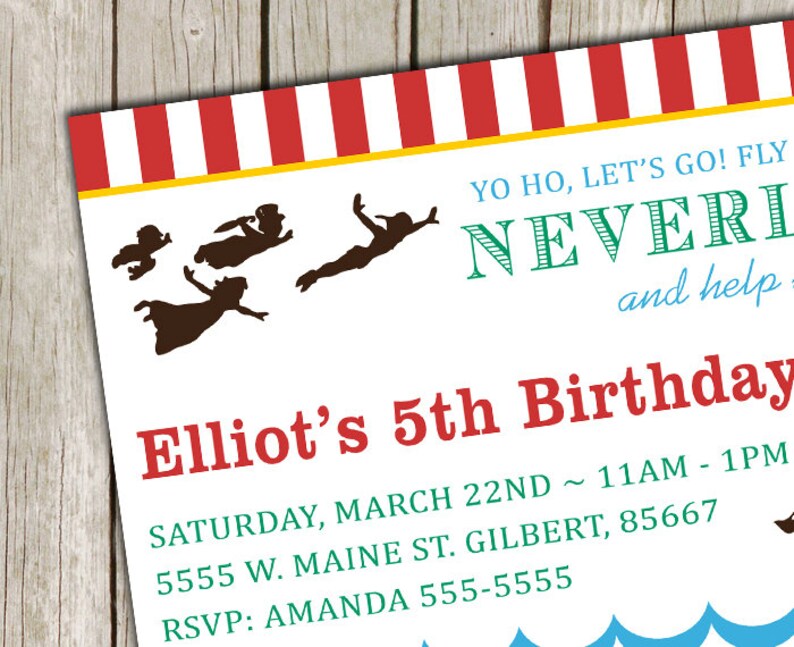 PETER PAN Birthday Invitation Neverland Party Printable Digital Invitation image 2