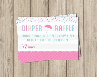 DIAPER RAFFLE TICKET ~ Baby Sprinkle Diaper Raffle ~ Pink Theme