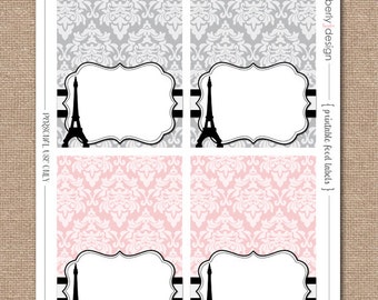 PARIS THEME Baby Shower - Printable Tent Labels - INSTANT Download