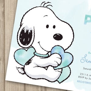 Snoopy Baby Shower Invitation, Peanuts Baby Shower Invitation, Baby Boy Shower Invitation, Our Little Peanut, Digital or Printed 5x7 image 4