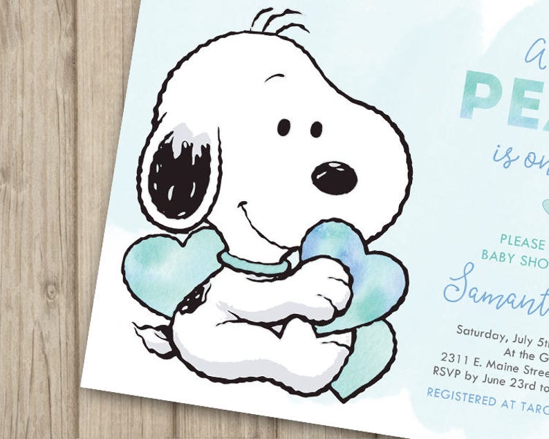 Snoopy Baby Shower Invitation, Peanuts Baby Shower Invitation, Baby Boy Shower Invitation, Our Little Peanut, Digital or Printed 5x7 image 4