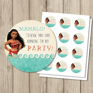 MOANA THANK YOU Favor Tags, Moana Favor Tags, Moana Birthday Favor Tag, Kreis oder Quadrat Moana Favor Tags, Moana Einladung (separat erhältlich)