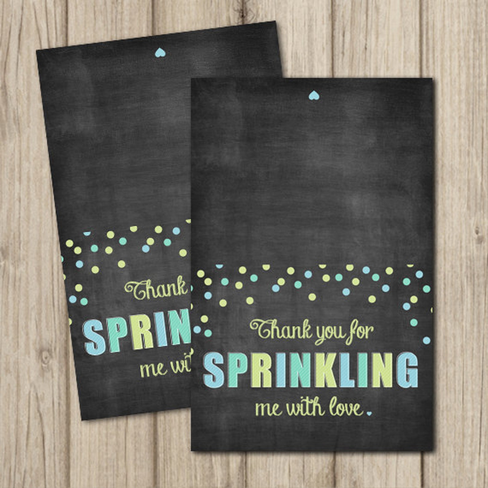 BABY SPRINKLE Thank You Card Flat & Folded A2 Sized Etsy