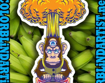 Trippy Mind Blown 3rd Eye Monkey Vinyl Sticker