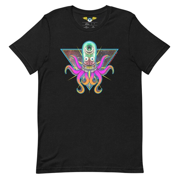 Trippy Third Eye Psychedelic Space Octopus T-shirt Clothing Street Wear Apparel Sea Creature Anime Eyeball Nature