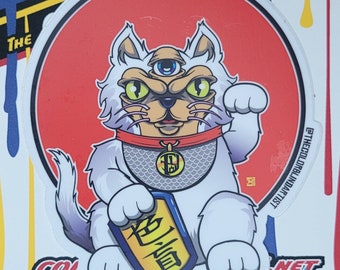 Lucky Cat Trippy Third Eye Sticker Hawaii Kawaii Style Stickers