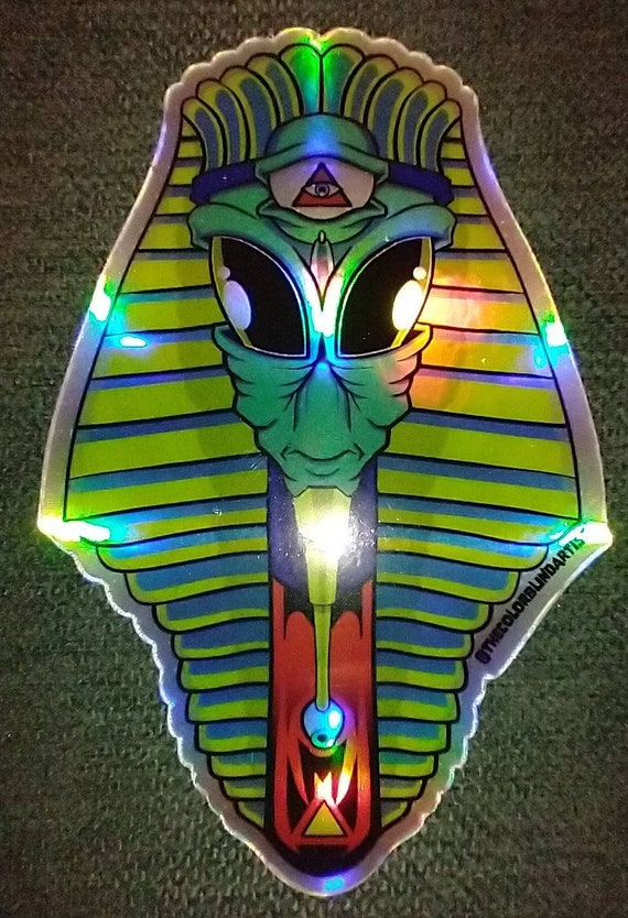 Trippy Holographic Alien Egyptian Stickers