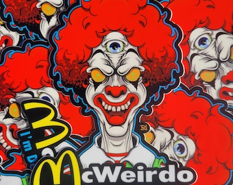 Big Trippy Vinyl Stickers McWeirdo Ronald McDonald Parody Third Eye Clown