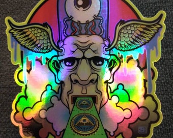 Holographic Trippy Stickers Psychedelic Flying Eye