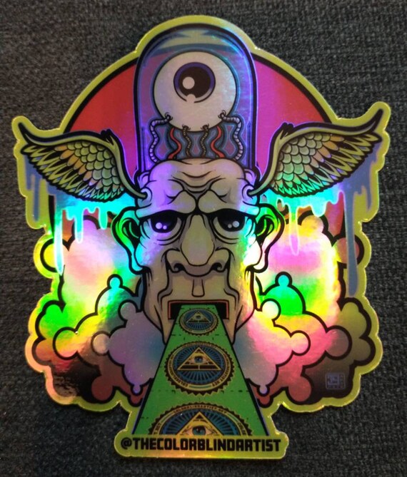 Holographic Trippy Stickers Psychedelic Flying Eye