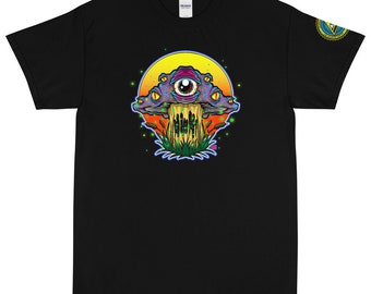 Mushroom, Trippy, Eyeballs, Psychedelic, Shroom, Short Sleeve,T-Shirt, Mens, Womens, Unisex, Mushroom Tee, Fungi Shirt, Fungi