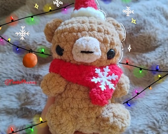 Häkelanleitung für einen Weihnachtsbären (Amigurumi) | Einfaches Plüschtier (PDF) | Digitaler Download