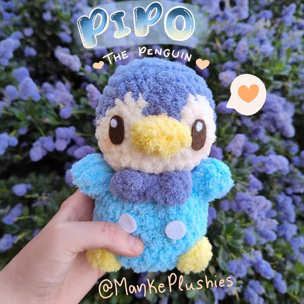 Patrón de ganchillo de pingüino / Peluche amigurumi de Pipo / Ideal para principiantes (Descarga en PDF)