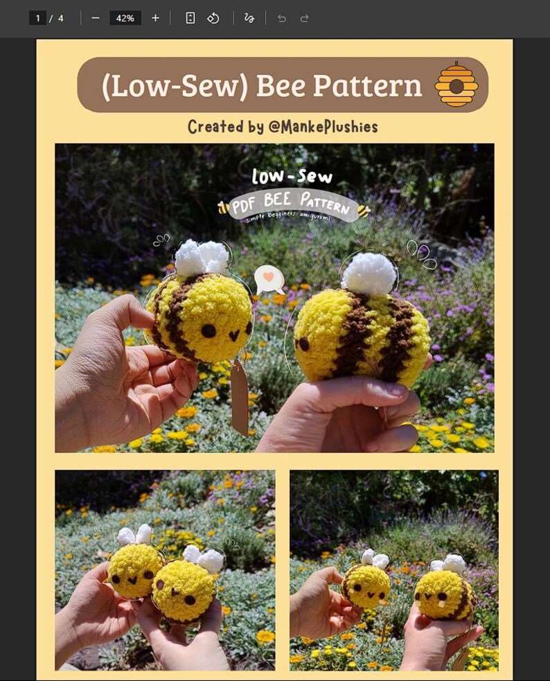 Crochet Bee Pattern | Low-sew Amigurumi, Beginner Friendly (PDF) - Etsy