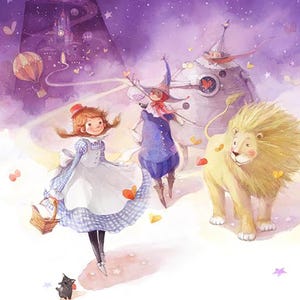 Illustrazione ad acquerello, illustrazione fantasy, regalo per bambini. Illustrazioni ad acquerello originali dipinte a mano.