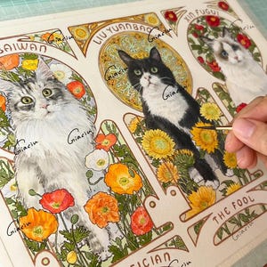 Tres retratos personalizados de mascotas, obra de arte de mascotas en acuarela pintada a mano, retrato de mascota personalizado a partir de una foto, regalos personalizados 100% pintados a mano.