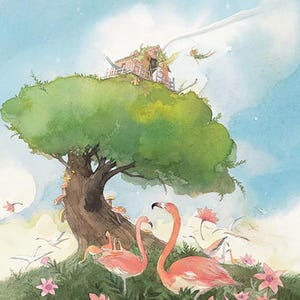Illustrazione ad acquerello, illustrazione fantasy, regalo per bambini. Illustrazioni originali ad acquerello dipinte a mano