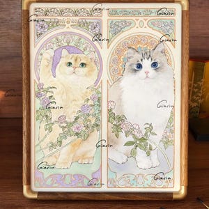 Portrait personnalisé de deux animaux de compagnie, oeuvre d'art aquarelle peinte à la main pour animal de compagnie, portrait d'animal de compagnie personnalisé à partir d'une photo Cadeaux personnalisés 100 % peints à la main. chat.