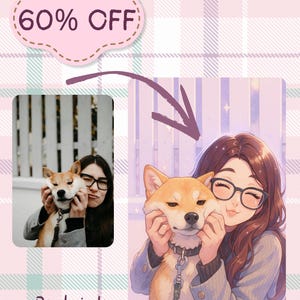 Custom Anime Style Portrait from Photo | Cute couple, Pet, Single or Family Portrait | Personalized Digital Gift | Anime Art in 12h