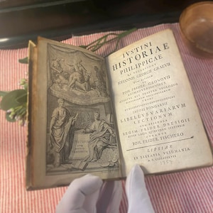 Libro antico barocco, Sassonia 1757, Storia di Roma di Giustina e Filippo II, Rococò, Scrittura latina, Letteratura storica per collezionisti