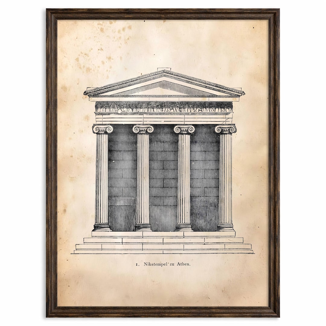 Temple d'Athéna Niké, Athènes, estampe de 1890, illustration d ...