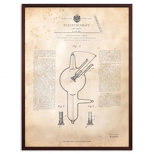 X-Ray 1901 Patent Print: German Historical Poster, Engineering Blueprint, Parchment Background, Vintage Style Wall Art, Doctor Gift