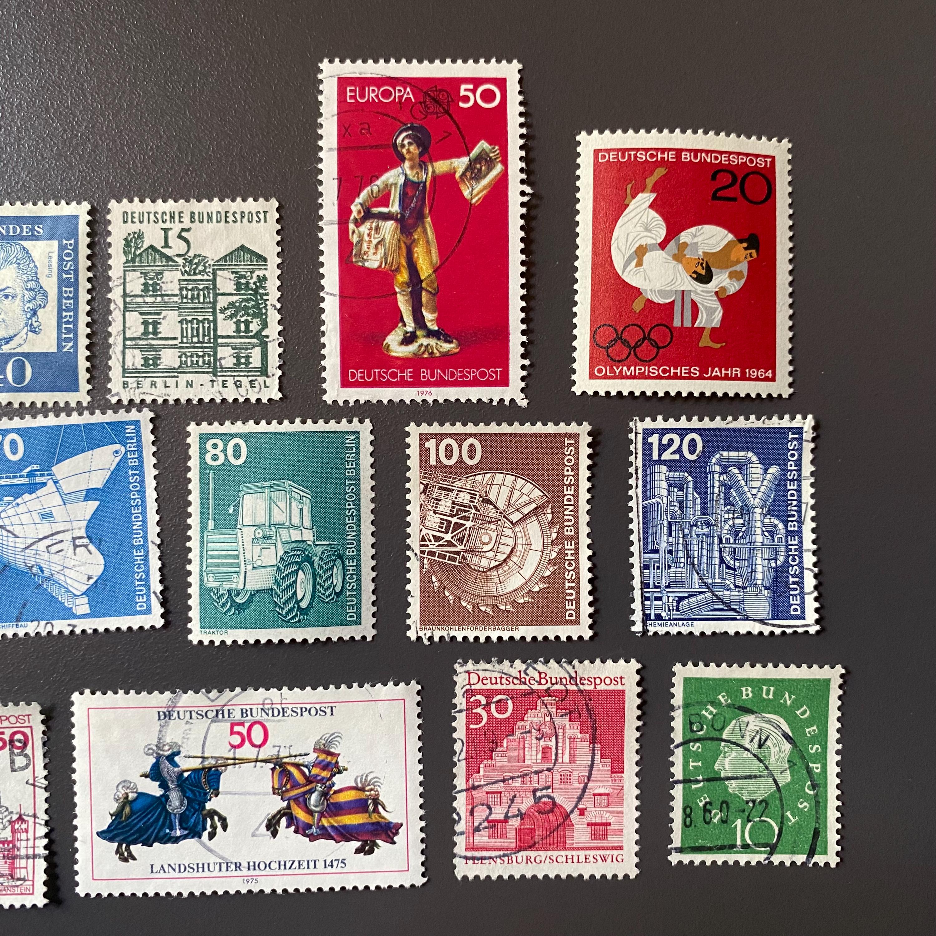 希少な郵便切手 ドイツ ヴィンテージ、古いドイツ切手 20 枚、使用済み