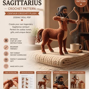 Sagittarius Amigurumi Pattern · Centaur Crochet Plush · Zodiac Doll PDF