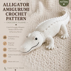 Alligator Amigurumi Crochet Pattern • Crocodile Plushie PDF (Digital Download)