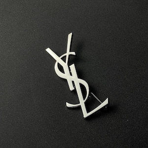 Vintage Wonderful Brooch Yves Saint Laurent Dark Silver Tone Rare Item