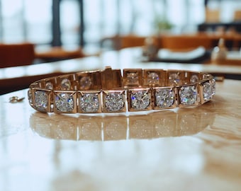 Pulsera de tenis con diamantes cultivados en laboratorio de talla redonda