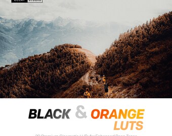 20 Black & Orange Cinematic LUTs | High Contrast Moody Film Tones, Noir Amber Aesthetic for DaVinci Resolve, Music Videos, Drama