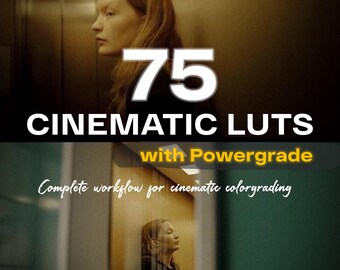 75 Cinematic LUTs & Powergrades | .CUBE Video Filters for DaVinci, Premiere Pro, FCP, CapCut, Mobile
