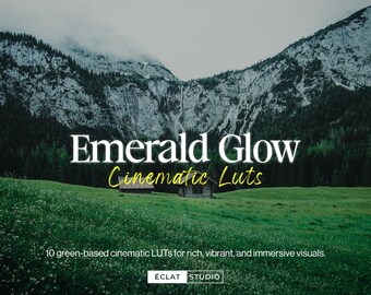 10 Emerald Glow LUTs for Video Editing | Cinematic Green Film Tones, Moody Forest & Nature Aesthetic for DaVinci Resolve