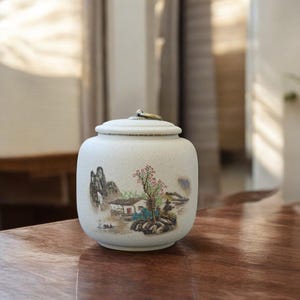 Handmade Japanese Ceramic Tea Jar | Luxury Sealed Canister for Pu&#39;er & Loose Leaf | Moisture-Proof Storage | Elegant Kitchen Gift Box