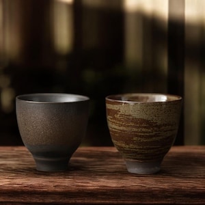 Japanese Handmade Ceramic Tea Cup | Retro Stoneware Kung Fu Cup for Tea, Sake & Espresso | Fragrance-Smelling Single Mug