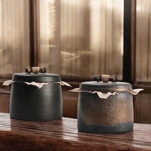 Retro Ceramic Tea Caddy – Moisture-Proof Storage Organizer for Tea & Home Use