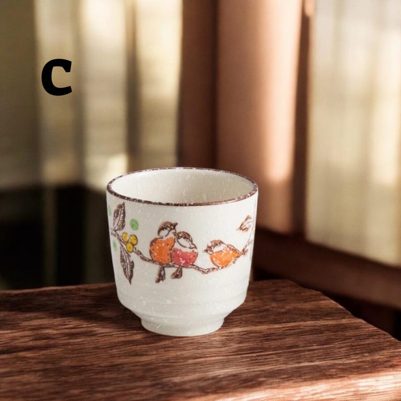 Japanese Hand-painted Ceramic Tea Cup | Retro Underglaze Sake ...