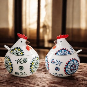Rooster-Shaped Ceramic Canister – Airtight Spice & Salt Jar, Moisture-Proof Kitchen Organizer